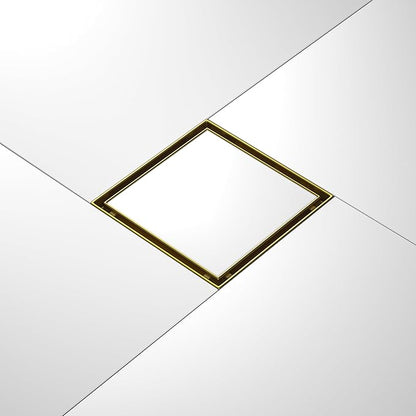 Square Shower Drain 8", Brushed Gold Floor Drain with Tiled Insert Grate & Hair Strainer, 304 Stainless Steel Bathroom 2-in-1 Tiled in Drain, CUPC Certified (Brushed Gold, 8'')