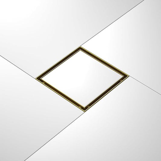 Square Shower Drain 8", Brushed Gold Floor Drain with Tiled Insert Grate & Hair Strainer, 304 Stainless Steel Bathroom 2-in-1 Tiled in Drain, CUPC Certified (Brushed Gold, 8'')
