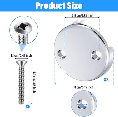 Tub Drain Overflow Covers, 3-1/8" Two Hole Bathtub Drain Overflow Cover with Screws, Fits Most Standard Bath Tub Drains(Silver)