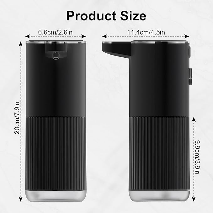 GuDoQi Automatic Touchless Liquid Soap Dispenser, 4-Level Adjustable Foam, USB Rechargeable Hand Soap Dispenser for Bathroom, Kitchen Countertops, 12.2oz/360mL, Black