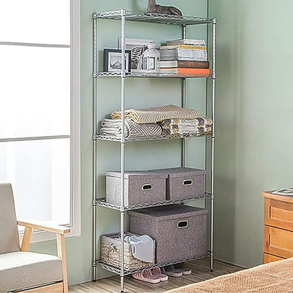 5 Tier Wire Shelving Unit with NSF Certified, Adjustable Wire Shelves with 750 LBS Capacity, Metal Storage Rack for Laundry, Kitchen, Bathroom, Pantry, Closet (13.78" D x 23.62" W x 59.06" H, Chrome)