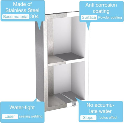 Shower Foot Rest for Shaving Legs,Double Layer Niche for Footrest,Shower Footrest for Insert Wall,Stainless Steel 304，Matte White,12.2 in x 4.8 in x 3.9 in