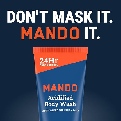 Mando Odor Shield Body Wash - 24 Hour Control - Removes Odor Better than Soap - SLS and Paraben Free, Skin Safe - 8.5 Ounce (Pro Sport)