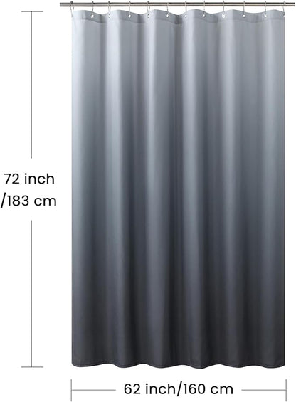 Grey Fabric Shower Curtain, Gray Ombre Microfiber Cloth Shower Curtains for Bathroom, Modern Waterproof Bathroom Curtains, 62" W x 72" H