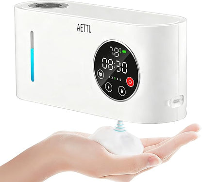 Touchless Automatic Foaming Hand Soap Dispenser Wall Mount,Kitchen Bathroom,Modern Smart Home,USB Type-C Rechargeable,Long Battery Life,Time and Temperature Display,5-Level Adjustable,16.9 oz