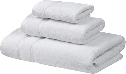 SOFE H&L | Olea Luxury Turkish Cotton Bath Towels Set of 3 : 1 Bath Towel, 1 Hand Towel, 1 Wash Cloths, White |Thick, Premium, Soft, Durable, Absorbent - Hotel Quality Towel Sets for Bathroom