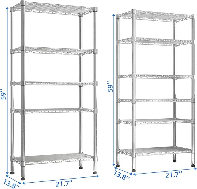 11 Tier Storage Racks Shelving, Heavy Steel Pantry Shelves, Adjustable Wire Shelving Rack, Suitable for Garage, Kitchens, Offices, 22" W x 14" D x 188" H, Silver