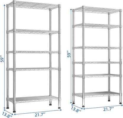 11 Tier Storage Racks Shelving, Heavy Steel Pantry Shelves, Adjustable Wire Shelving Rack, Suitable for Garage, Kitchens, Offices, 22" W x 14" D x 188" H, Silver