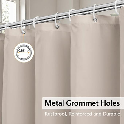 Waterproof Fabric Shower Curtain Liner Khaki with 3 Extra-Large Magnets, 72 x 72 inch Washable Brown Cloth Shower Liner Hotel Quality, Earth Tone Lightweight Shower Curtains for Bathroom