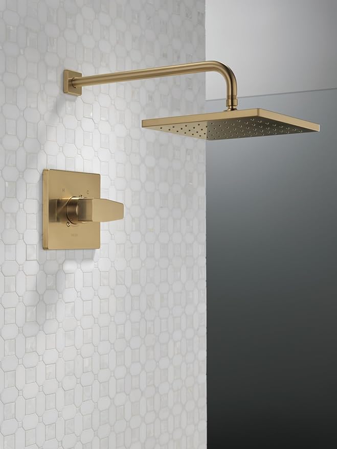 Delta Modern 14 Series Square Rain Shower Faucet Set, Brushed Nickel Shower Head and Handle Set, Valve Trim Kit, Spotshield Stainless T14268-SP-PP (Valve Not Included)