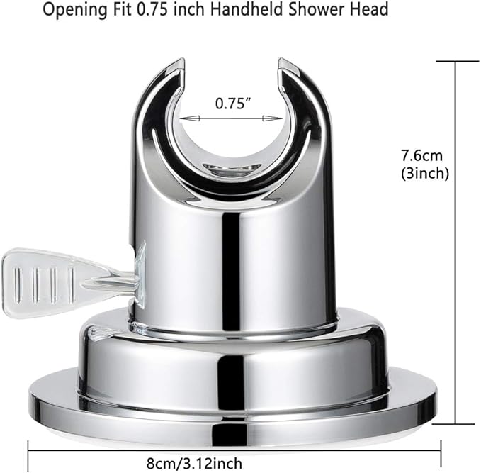 JiePai Vacuum Suction Cup Shower Head Holder,Adhesive Suction Handheld Shower Holder Bracket,Removable Wall Mount Holder for Bathroom,Chrome