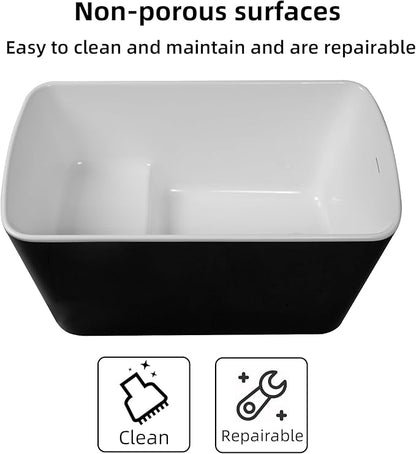 Abruzzo 49"Acrylic Free Standing Tub,Janpanese Soaking Tub with Seat Desgin,Modern Soaking Bathtub with cUPC Certified(Glossy Black)