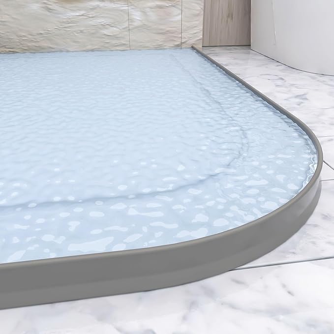 Raycity 3" High Shower Threshold Water Dam 59 IN Collapsible Shower Water Splash Guard for Curbless Shower Threshold Barrier Water Stopper for Wet and Dry Separation Bathroom and Kitchen (Grey)