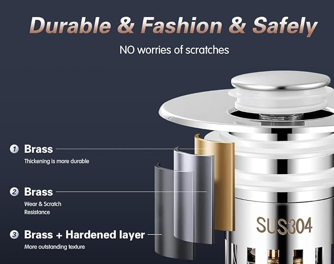 （2PCS） Bathroom Sink Stopper，Sink Drain Strainer，Pop-up Removable Hair Catcher Universal Sink Plug
