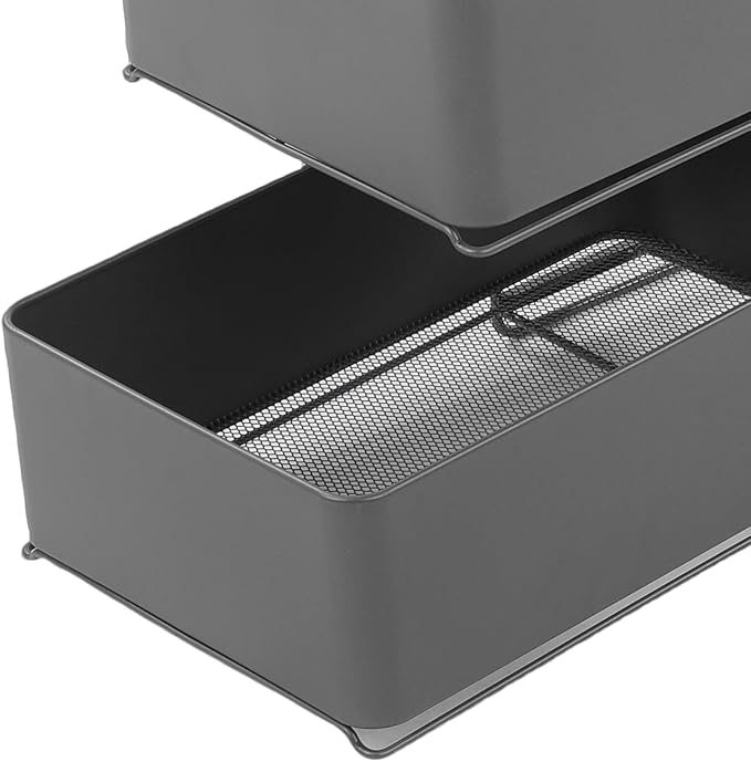 Asixxsix 3 Tier Under Sink Organizer, Pull Out Kitchen & Bathroom Storage Organizer with Sliding Mesh Drawers, Slide Out Space Saver Rack for Kitchen Bathroom Cabinet, Black
