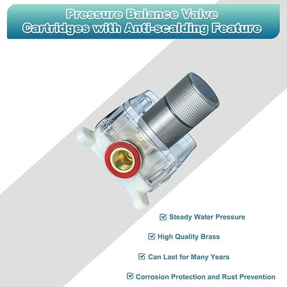 Digital Display Shower Valve Shower Valve Single Way Shower Diverter Valve Shower Mixing Valve Can Use All the Time Brushed Nickel