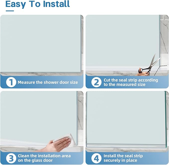 Shower Door Bottom Seal Strip, 2PCS Seal Strip, Ultra Clear PVC, 39" Length, Fits 12mm Thick Glass, Prevents Leaks, Easy Installation, No Adhesive Required (Ultra Clear, 39in for 1/2"(12mm) Door)