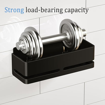 Shower Caddy, 2-Pack Shower Shelf, Heavy-Duty Bathroom Storage Shelf, Large Capacity No-Drill Bathroom Organizer, Black Metal Storage Basket, Adhesive Installation