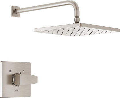 Delta Modern 14 Series Square Rain Shower Faucet Set, Brushed Nickel Shower Head and Handle Set, Valve Trim Kit, Spotshield Stainless T14268-SP-PP (Valve Not Included)