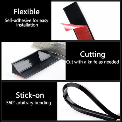 New Collapsible Shower Threshold Water Dam, Self Adhesive Silicone Waterproof Barrier Bathroom and Kitchen Water Strip Dam Shower Guard for Dry And Wet Separation Caulk Seal Strip Edge Trim(Black)