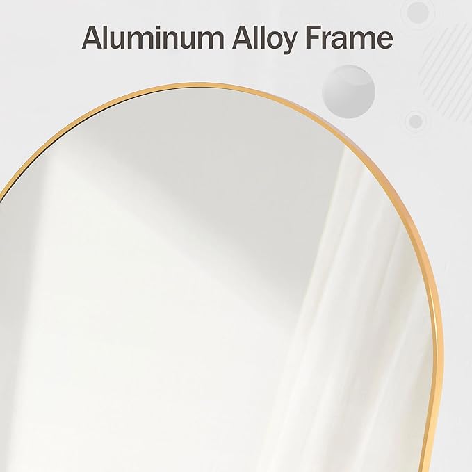 HARRITPURE Arched Bathroom Mirror 24" x 36“ Gold Modern Wall Mirror Aluminum Alloy Frame Decorative Mirrors for Bedroom Living Room Entryway