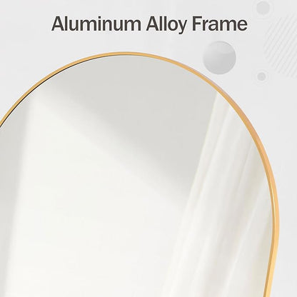 HARRITPURE Arched Bathroom Mirror 24" x 36“ Gold Modern Wall Mirror Aluminum Alloy Frame Decorative Mirrors for Bedroom Living Room Entryway