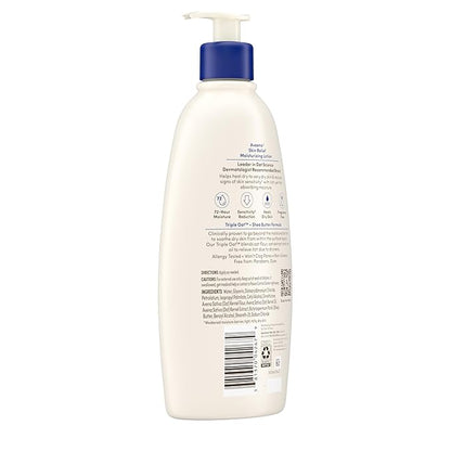 Aveeno Skin Relief Moisturizing Lotion Heals Very Dry, Sensitive Skin, Fast-Absorbing Body Lotion with Soothing Triple Oat & Shea Butter Formula, Fragrance Free, Non-Comedogenic, 18 fl. oz