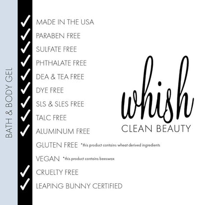 Whish Beauty Bath & Body Gel - Moisturizing Body Wash for Women - Gentle On Sensitive Skin - Shower Gel infused with Shea Butter & Aloe - Sulfate & Paraben Free - Lemongrass - 13 fl oz