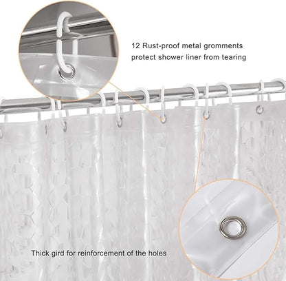 WELTRXE Extra Long Shower Curtain Liner with Magnets, 72 x 84 Inch Waterproof 3D Water Cube Clear Bathroom Shower Curtains, No Chemical Smell, Heavy Duty, Extra Long for Shower Stall, Bathtubs