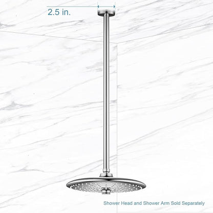 OFFO Shower Arm with Flange, 24 in Ceiling Mount Replacement Rain Shower Head Straight Arm Ceiling-Mounted For Fixed Shower Head & High Pressure Rain, Chrome