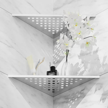 Corner Shower Shelf 10" Slot Design Bathroom Shelves for Tiled Wall, 304 Stainless Steel Recessed Organizer Corner Shelves for Inside Shower Decor, 2 Pack, Silver (Square)