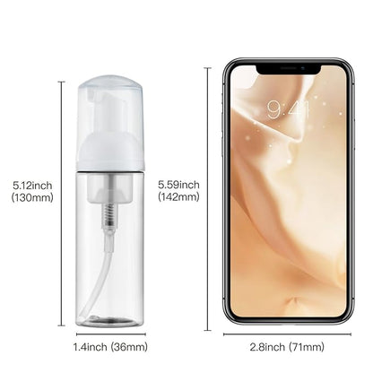 Tekson Soap Foam Bottle (60ml, 2 fl oz), Empty Travel Foaming Lash Shampoo for Cleanser, Dispenser (Clear, Pink, Purple)