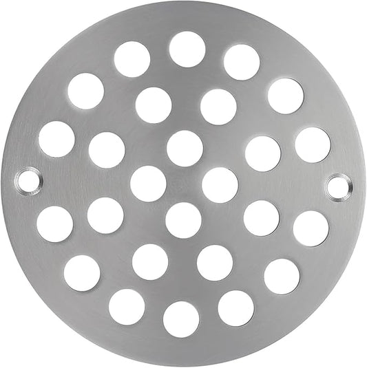 4 Inch Shower Drain Cover,Round Screw-in Floor Drain Cover,Easy-to-Install Replacement Cover Brushed Nickel