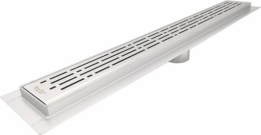 SereneDrains 304 Stainless Steel 40 Inch Brushed Nickel Linear Shower Drain Kit Broken Lane Linear Shower Drains for Tile Floor Long Hair Catcher Strainer Cover Bathroom (Brushed Nickel, 39 Inch)