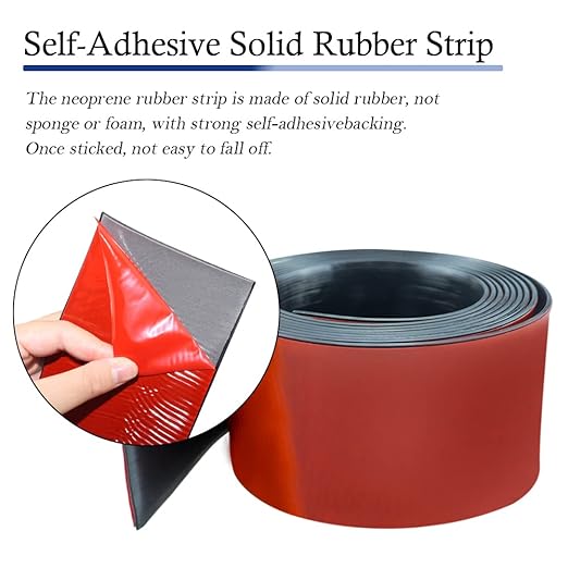 Neoprene Rubber Strips Self Adhesive Solid Rubber Sheets, Rolls & Strips for DIY Gaskets Crafts Pads Seals Warehouse Flooring Neoprene Sheet with Adhesive Backing (3" Wide x 1/16" Thick x 20' Long)
