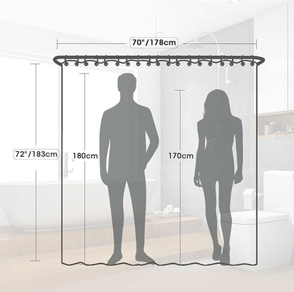 Plastic Shower Curtain Liner, Waterproof Printed PEVA Shower Curtain with Design, Silver Leaf Pattern, Rustproof Grommets, Standard Size 70x72 Bathtub Curtain for Bathroom (Pack of 1)