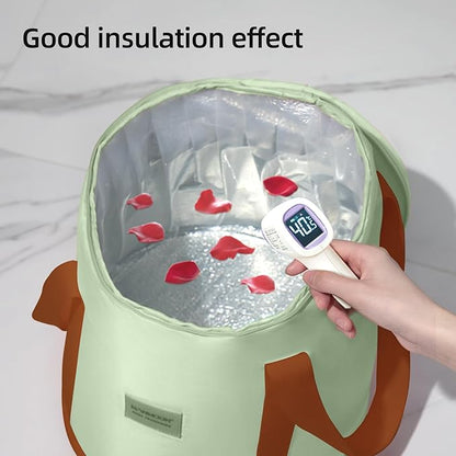 25L Collapsible Bucket Foot Bath Basin， Multifunctional Portable Foot Bath Tub Bag with Handles,Travel Outdoor Camping Portable Foot Soaking Spa Bucket (Green)