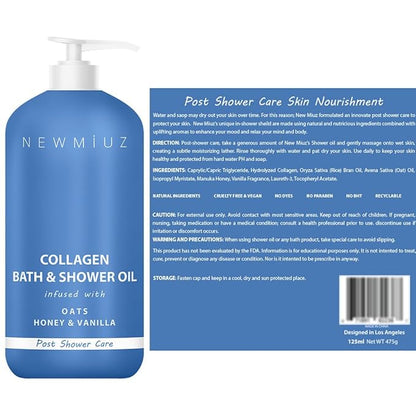 New Miuz Collagen InShower Body Conditioner Natural Post Shower Care Moisturizer for Body Legs Nourishing Bath Oil Oatmeal Honey Vanilla Self care Spa Gift