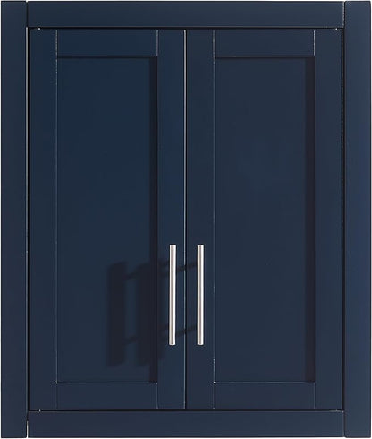 Crosley Furniture Savannah Wall Mounted Bathroom Storage Medicine Cabinet with Shelves, Navy