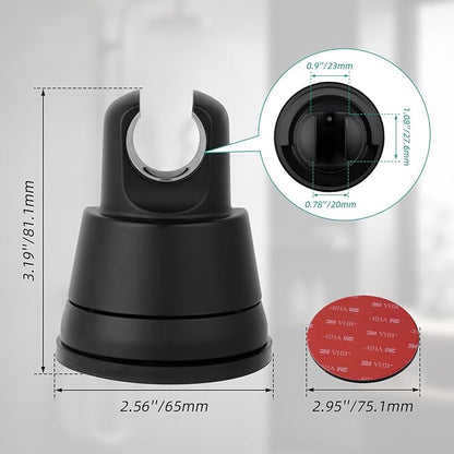 Hibbent 2 Pack Vacuum Suction Cup Shower Head Holder, Removable Shower Head Bracket, Height Adjustable Wall Mount ABS Plastic Suction Holder for Handheld Showerhead, Matte Black