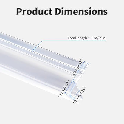 Shower Door Side Seal Strip,39 Inch F-Type Frameless Shower Door Seal, F-Type Shower Door Sweep for 3/8"(10mm) Thick Glass
