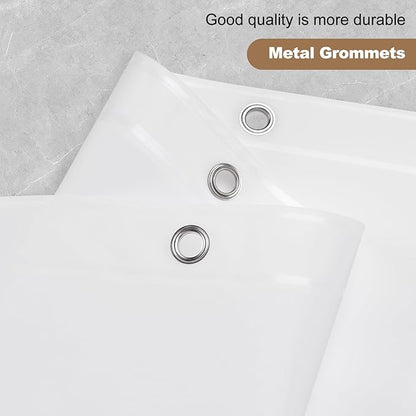 UFRIDAY White Shower Curtain Liner Premium PEVA, Shower Curtain with 3 Magnets, Metal Grommets, White, Standard Size 60x72 inch