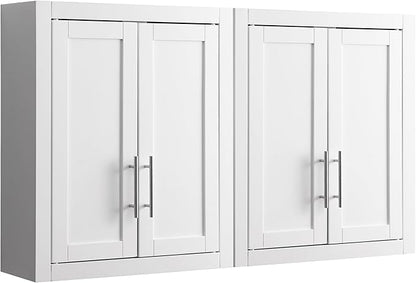 Crosley Furniture Savannah 2-Piece Wall Storage Cabinet, Cabinets for Laundry, Bathroom, Kitchen, White