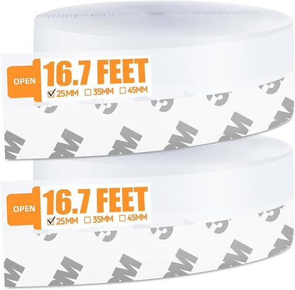 33.5 Ft Weather Stripping Seal Strip, Silicone Draft Stopper, Self Adhesive Shower Door Bottom Seal and Insulation Strip for Frame Windows and Glass Gaps (Transparent, 25+25mm)