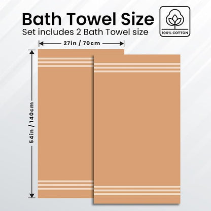 Infinitee Xclusives 100% Cotton Luxury Bath Towels Set of 2 (27x54 Inches) (Cosmic Sand, Bath Towels - Pack 2)