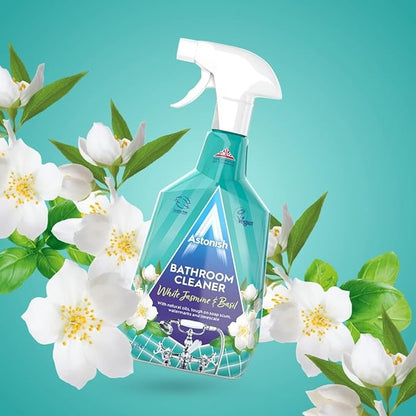 Astonish Streak Free Foaming Bathroom Cleaner Spray Bottle 3 Pack - Deep Cleaning White Jasmine & Basil Scented Spray for Soap Scum, Watermarks & Limescale - Cleaning Supplies, 750 ml Bottle