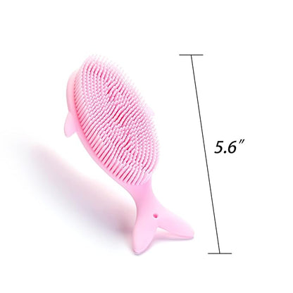 Premium Sensory Brush for Kids or Autism,Soft Silicone Body Scrubber,2 in 1 Sensory Room Occupational Therapy Fidget Brushes,Silicone Loofah,Pets Shower Brushes Bath Brush Shampoo Brush(Whale-Teal)