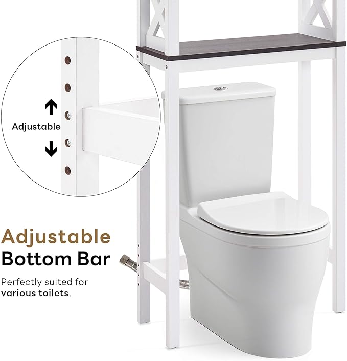ivinta Over The Toilet Storage Cabinet, 3-Tier Bathroom Storage Cabinet with Adjustable Shelf and Doors, Freestanding Space Saver Above Toilet for Bathroom Laundry Restroom BT09 (White)