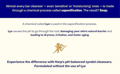 HARP pH-Balanced (5.0-6.0) Exfoliating Body Wash Bar - FRAGRANCE FREE. Bamboo Powder Exfoliation -the perfect consistency. Soap/Lye/Preservative/Dye/Masking agent-Free. Non-comedogenic. 5oz