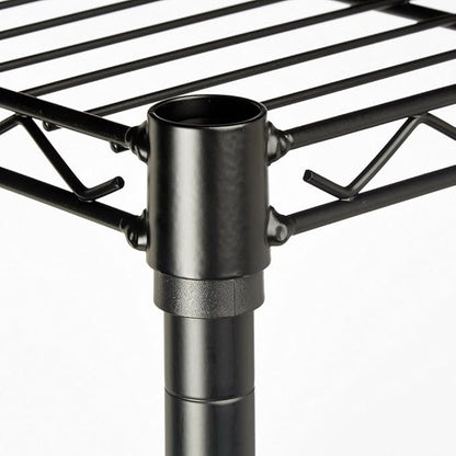 3 Tier Storage Racks Shelving, Heavy Steel Pantry Shelves, Adjustable Wire Shelving Rack with Wheels, Suitable for Garage, Kitchens, Offices, 46" W x 17.7" D x 41" H, Black